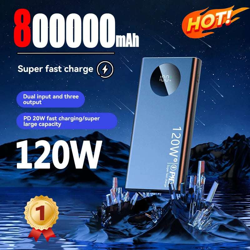 80000Mah High Capacity Power Bank 120W Super Fast Charging Powerbank Portable Battery Charger for Iphone Samsung Huawei Xiaomi